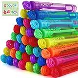 Bubble Wands Party Favors Pack of 64, Mini Neon Bubble Wands | Odor-Free Non-Toxic Kids’ Bath Toy/Birthday Treats Bubble Maker Toys for Kids | Outdoor Summer Events & Celebration Toy Gift