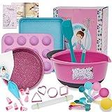 Kids Baking Sets for Girls - Real baking Kit for kids cooking - Durable Baking Supplies with Baking Pans Set - Muffin Tin & Bakerbella's Recipe Book - Best Baking Gift by Friends on Trend