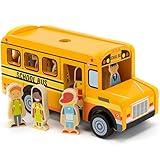 Imagination Generation Back to School Bus Wooden Vehicle Play Set with 8 Character Figures, 7 Students, 1 Bus Driver