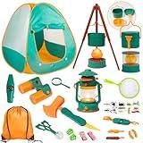 Meland Kids Camping Set with Tent - Toddler Toys for Boys with Campfire, Camping Toys for Kids Indoor Outdoor Pretend Play, Gift Idea for Boys Age 3,4,5,6 Year Old Birthday Christmas (Green)