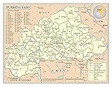 Palmetto Posters 24x31 Laminated Poster: detailed political and administrative map of burkina faso with roads railroads and major cities