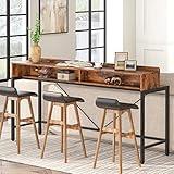 Tribesigns 70.9 Inch Extra Long Sofa Table with Storage, Industrial Table Behind Sofa with Open Shelves, 2-Tier Bar Height Console Couch Table for Living Room, Hallway, Rustic Brown