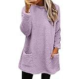 2024 Womens Sherpa Pullover,Oversized Fuzzy Fleece Sweatshirts,Faux Fur Fluffy Winter Soft Outerwear with Pockets Y2k,Prime Deals Day,Lightning Deals Of Today,A-1-Purple,Large