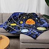 Dawhud Direct Solar System Fleece Blanket for Bed - 50" x 60" Plush Fleece Space Blanket for Kids, Boys, and Men - Super Soft Planetary Throw Blanket with Outer Space Design - Queen Size Blanket