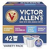 Victor Allen's Coffee Variety Pack (Morning Blend, 100% Colombian, Donut Shop Blend, and French Roast), 42 Count, Single Serve Coffee Pods for Keurig K-Cup Brewers