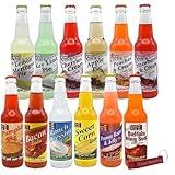 Lester and Melba's Fixins Soda | 12 Pack of Unique and Strange Flavored Soda Pop with Real Cane Sugar | 12 oz Glass Bottles in a Mixed 12 Pack Sampler with Crazy Soda Pop Bottle Opener