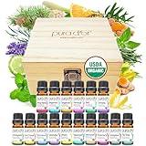 PURA D'OR Organic Sweet16 Essential Oils Set - 16x 10mL Wood Box Aromatherapy Gift Set - 100% Pure Therapeutic Grade for Relaxation and Wellness (Lavender, Rosemary, Turmeric, Ylang Ylang & More)