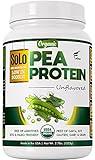 SOLO Organic Pea Protein Isolate, Low in Sodium, Canada Grown Peas, 100% Vegan, Non-GMO, Unflavored Plant Based Protein Powder with BCAA, Keto & Paleo Friendly, Easy to Digest, No Additives (2.7 lbs)