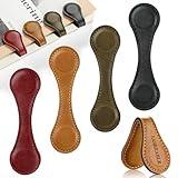 Leezmark 4 Pcs Magnetic Bookmarks, Classic Stitched Leather Bookmark, Lasable Engravable Blanks, Page Markers Reading Gifts for Book Lovers, Readers, Teachers, Leather Book Marks for Men Women