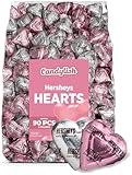 Hershey's Valentine's Day Chocolate Hearts, 2 LB Bag, Approx. 90 Pieces, Silver and Pink Wrapped, Perfect for Gifts and Decorations