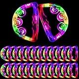 24 Pack LED Light up Tambourines Musical Flashing Tambourine Toys Handheld Percussion Instrument Glow in The Dark Party Supplies for Teenagers Adults Wedding Party Favors