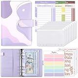 SKYDUE A6 Budget Binder with Zipper Envelopes, Money Saving Binder includes 12Pcs Expense Budget Sheet & 24Pcs Stickers, Budget Book with Cash Envelopes to Help You Organize Finances Effectively