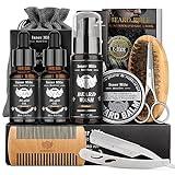 Isner Mile Beard Kit for Men, Grooming & Trimming Tool Complete Set with Shampoo Wash, Beard Care Oil, Balm, Brush, Comb, Scissors & Storage Bag, Birthday Gifts for Him Men Dad Father Boyfriend