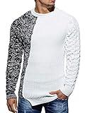 Taoliyuan Mens Ribbed Knitted Pullover Sweater Color Block Comfort Twisted Long Sleeves Sweaters, Black, X-Large