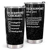 HZIZI 20oz Tech Support Tumbler With Lid Funny Tech Support Checklist IT Helpdesk Hotline Information Technology - Tech Support Gifts for Men Technical Support Computer Engineer Funny Coffee Mug