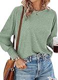 Dokotoo Womens Fall Tops Fashion 2024 Outfits Long Sleeve Tops Tshirts Shirts Women Tunic Green Plus Size Tops Trendy T Shirts Business Blouses for Women Dressy Casual Teacher Cute Plain Work Tees