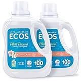 ECOS Laundry Detergent Liquid, 200 Loads - Dermatologist Tested Laundry Soap - Hypoallergenic, EPA Safer Choice Certified, Plant-Powered - Magnolia Lily, 100 Fl Oz (Pack of 2)