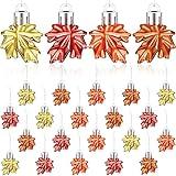 Fall Maple Leaf Ornaments Thanksgiving Maple Leaf Hanging Pendant Small Tree Hanging Ornament for Fall Thanksgiving Tree, Table, Party Hanging Home Decorations (24 Pcs)