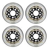 SzBlaZe 88A PU Wear Resist Sliding FSK Inline Roller Skate Replacement Wheels Without Bearings (Pack of 4) 72mm 76mm 80mm for Inline Skate Wave Board Caster Board Street Surf(White, 80mm)