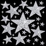 24 Pieces 5 Sizes Iron On Star Patches Adhesive Star Patches Star Shape Rhinestone Appliques Patch DIY Accessory for Clothing Jeans Bags Hats Repair Decoration (Silver)