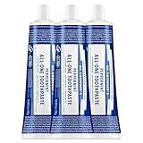 Dr. Bronner’s - All-One Toothpaste (Peppermint, 5 Ounce, 3-Pack) - 70% Organic Ingredients, Natural and Effective, Fluoride-Free, SLS-Free, Helps Freshen Breath, Reduce Plaque, Whiten Teeth, Vegan