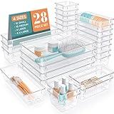 StorMiracle 28 PCS Clear Plastic Drawer Organizers Set, 4 Size Desk Drawer Organizer Trays for Makeup, Jewelry, Kitchen Utensils, Gadgets and Office Accessories