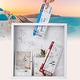 SPACEKEEPER Adventure Travel Shadow Box, Adventure Archive Box with Slot, Travel Box for Memories Loading Shadow Box Frame for Wedding, Tickets, and Photos (White, 12*12 )