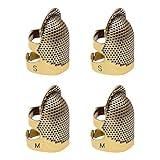 4 Pack Sewing Thimble Finger Protector, Adjustable Finger Metal Shield Protector Pin Needles Sewing Quilting Craft Accessories DIY Sewing Tools Needlework(2 Sizes)