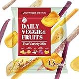 Daily Nuts and Fruits (DNF) - Daily Veggie & Fruits / Dried Veggie chips 42g / 11 Individual packs / 5 Mixtures (JackFruit, Sweet Yellow Potato, Taro, Sweet Purple Potato, Banana) / Real Veggie and Fruits / Premium Snack