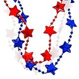 Shop Zoombie Patriotic Star Bead Necklace Red White Blue - 60 Pack - July 4, Independence Day, Parades