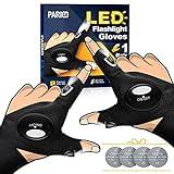 PARIGO LED Flashlight Gloves, Stocking Stuffers for Men Gift for Dad Husband Grandpa, Cool Gadget Christmas Birthday Gifts for Men Adults Him Boyfriend Guy Car Repairing Fishing Camping Reading Light