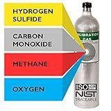 Multi Calibration Gas Mix: 25 PPM Hydrogen Sulfide, 100 PPM Carbon Monoxide, 2.5% (50% LEL) Methane, 18% Oxygen, Balance Nitrogen (29 Liter)