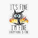 Blancas 3'' It's Fine I'm Fine Everything is Fine Sticker Vinyl Stickers, Laptop Decal, Water Bottle Sticker, Car Decal, Skateboard Stickers, Funny Stickers, Small Gift