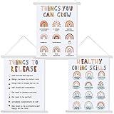 Gersoniel 3 Pcs Mental Health Posters Psychology Therapy Office Decor Feelings Wall Art Kids Behavior Positive Educational Motivation Decoration for School Counseling Classroom (Sweet Style)