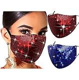 BELICEY 4 of July Face Mask American Independence Day Sequins Face Masc for Women Glitter Sequence Mouth Cover Bling Masquerade Party Costume Face Bandana