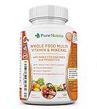 Whole Food MultiVitamin and Minerals with Probiotic Enzymes - 120 Multivitamins for Women and Men - Packed with WholeFood and Herbal Ingredients - Powerful Antioxidants for Digestive Support