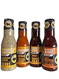 Buffalo Wild Wings Milder Variety Bundle: Parmesan Garlic, Medium, Honey BBQ, Asian Zing: 12 Ounces Each