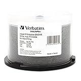 Verbatim DVD-R Blank Discs 4.7GB 16X DataLifePlus White Inkjet Printable Recordable Disc Hub Printable - 50pk Spindle 95079