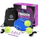 NAZRET Tennis Trainer Rebounder Set – Solo Tennis Trainer Practice Equipment with a Headband, Wristbands, Drawstring Bag, 3Balls, 3Ropes & 1 Base – Solo Tennis Trainer.