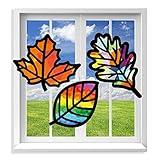 VHALE Suncatchers Craft 3 Sets (9 Cutouts) w Tissue Papers Stained Glass Effect Paper Sun Catcher Kit, Window Art, Classroom Crafts, Creative Art Projects, Kids Party Favors (Fall Leaf)