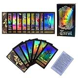 SUNHHX Tarot Cards Set of 78 Surface Laser Cards with English Instructions Book for Beginners (English Edition)