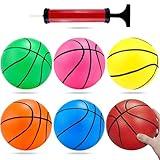 Shindel 5 inches Mini Toy Basketball, 6PCS Basketball with Pump for Toddlers, Colorful Kids Mini Toy Basketball Rubber Basketball for Kids Teenagers for Pool, Indoors, Outdoors