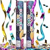 2 Pack New Years Eve Streamer Confetti Cannon Confetti Poppers | Shiny Multicolor Streamers | TUR Party Supplies | Launches Up to 25ft | Giant 12 in | Party Poppers for Graduation, Birthdays, Weddings