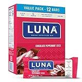 LUNA Bar - Chocolate Peppermint Stick - Gluten-Free - Non-GMO - 7-9g Protein - Made with Organic Oats - Low Glycemic - Whole Nutrition Snack Bars - 1.69 oz. (12 Pack)