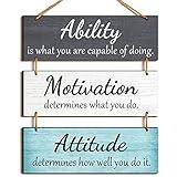 Office Wall Decor Inspirational Rustic Wall Decor Office Decor Motivational Wall Plaques with Sayings Wooden Wall Hangings Ability Sign Bathroom Decor for Home Office Wall Art (Fresh Color)