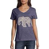 Hanes Womens Short Sleeve Graphic V-neck Tee Fashion-t-shirts, Pattern Elephant, Small US