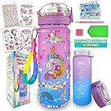 EDsportshouse Decorate Your Own Water Bottle Kits for Girls Age 4-6-8-10,Unicorn Painting Crafts,Fun Arts and Crafts Gifts Toys for Girls Birthday Christmas(Unicorn)