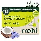 Roobi Laundry Detergent Sheets.128 Loads Travel Laundry Sheets, Liquidless Detergent. Carbon Neutral, 100% Vegan & Sustainable Linen Breeze Scent.