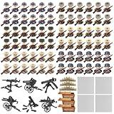 CEREECOO Mini WW2 Army Men Figures Pack, World War 2 Military Soldier Figures Building Set with Weapons Baseplates