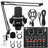 Podcast Equipment Bundle, All-in-One Audio Interface with Studio Condenser Microphone Perfect for Podcasting, Recording, Singing, Streaming and Gaming, PC, Smartphone, YouTube, TikTok